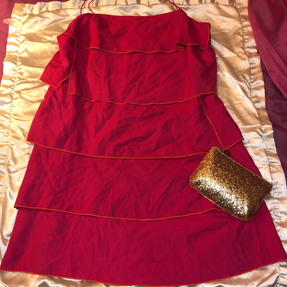 Magaschoni pink ruffle dress